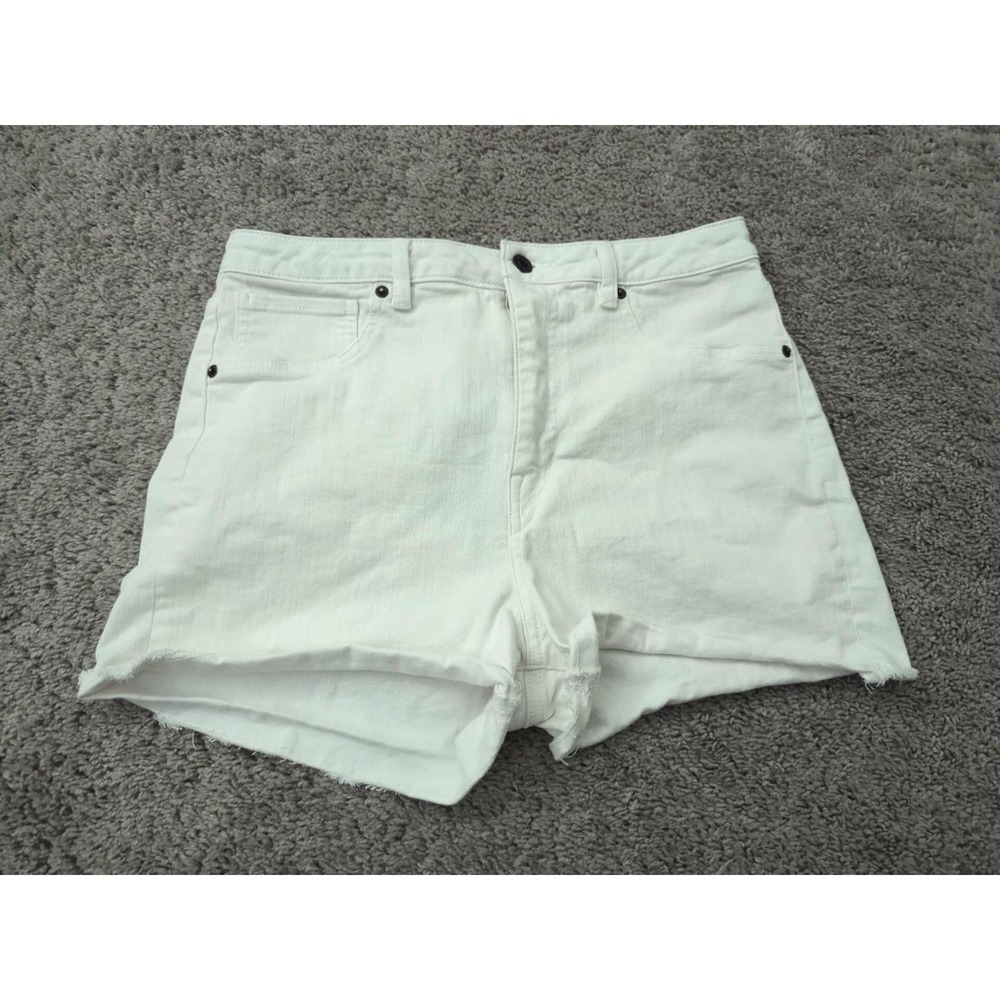 Buffalo David Bitton Denim Shorts Womens 31 White Super High Rise Joanna Raw Hem